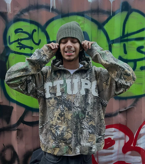 Y2K Camo Patchwork Hoodie – Oversized Harajuku Streetwear